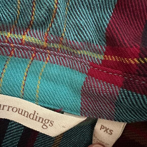 Preppy Goth Plaid Lace Button Up Shirt Viscose Soft Surroundings Western Cowgirl - Picture 5 of 7